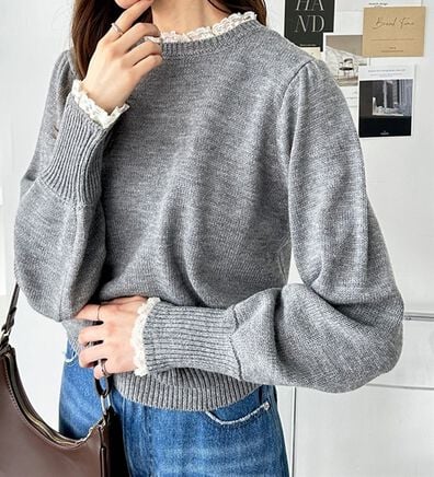 GeeRA（ジーラ）の「レース衿ニットプルオーバー（ニット・セーター）」