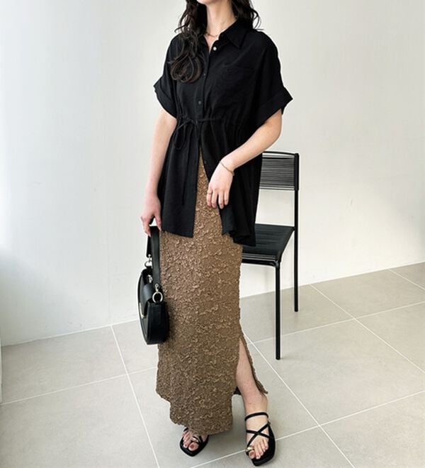 GeeRA（ジーラ）の「スリットジャカードスカート（ロングスカート）」｜詳細画像