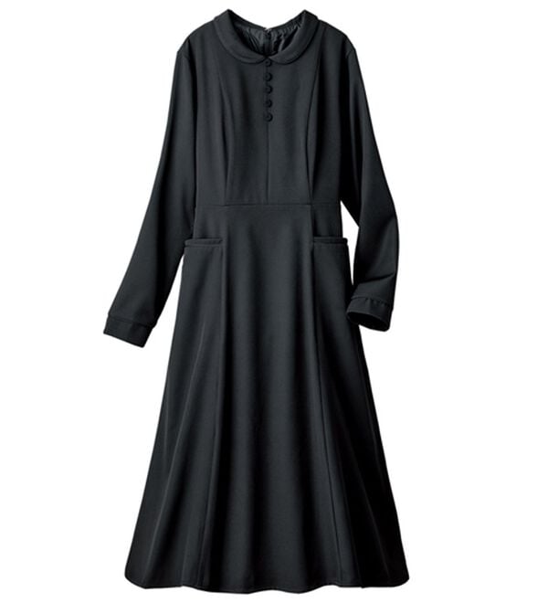 ルフラン（ルフラン）の「洗える！フロント釦ワンピース（その他ワンピース）」｜黒