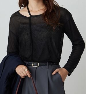 Viola e Viola（ヴィオラ エ ヴィオラ）の「スラブシアーテレコアシメデザイントップス（カットソー）」｜ブラック