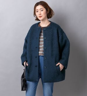 ルフラン（ルフラン）の「こなれシャギーコート（ハーフコート）」｜ネイビー系
