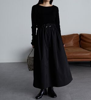 RANAN（ラナン）の「ドロストニットドッキングワンピース（ドッキングワンピース）」｜ブラック