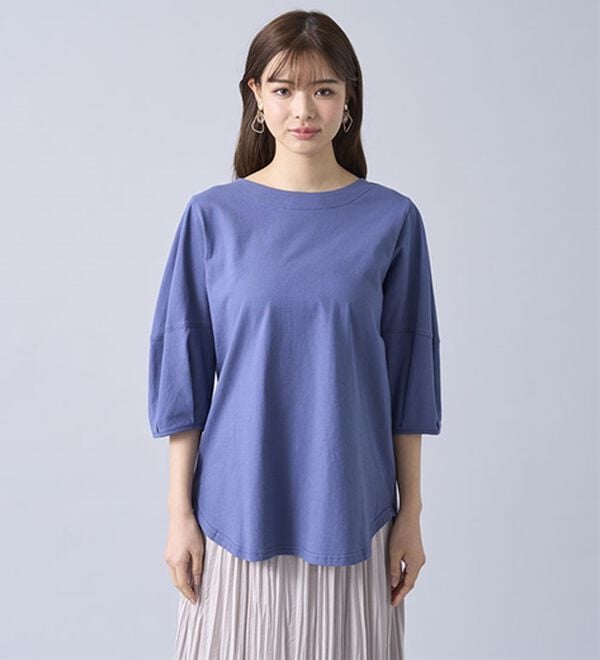 BELLUNA（ベルーナ）の「強撚綿１００％袖デザインプルオーバー（カットソー）」｜詳細画像