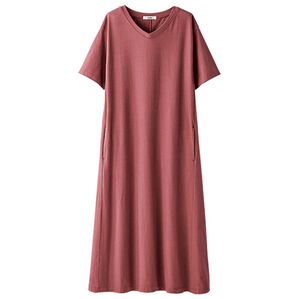 BELLUNA（ベルーナ）の「綿１００％素材ポケット付ロング丈ワンピース（カットソーワンピース）」｜コーラル