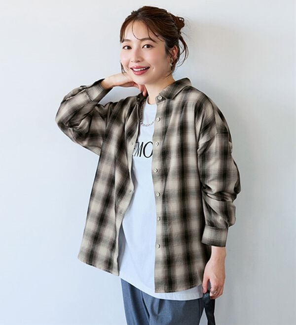 BELLUNA（ベルーナ）の「サラッと軽い！チェック柄シャツ（シャツ）」｜詳細画像