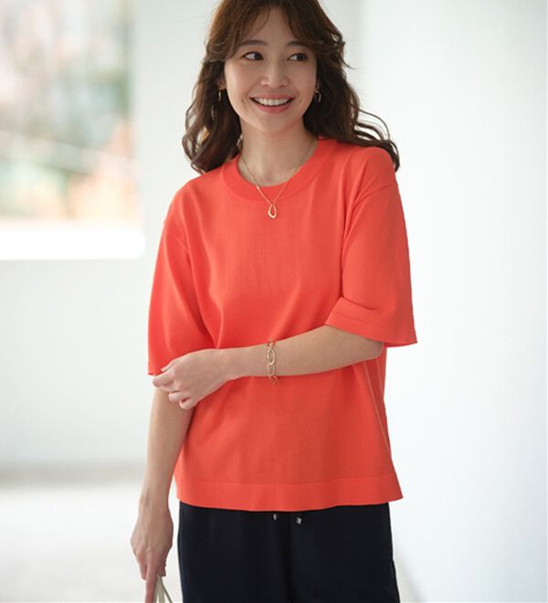 BELLUNA（ベルーナ）の「肌に張り付かない！シャリ冷や高見えニットＴ（ニット・セーター）」｜詳細画像