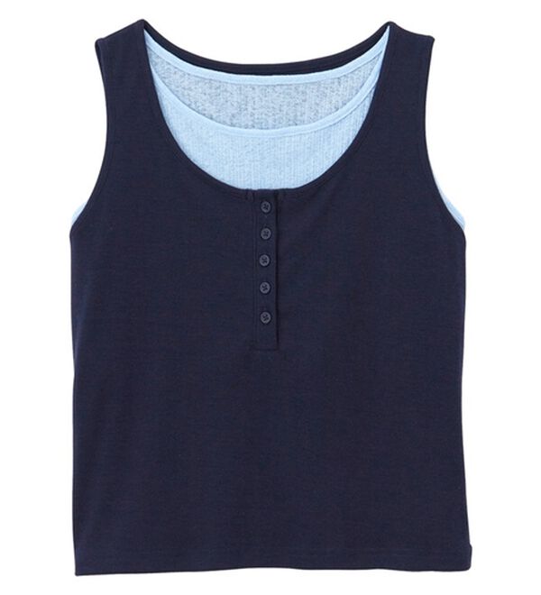 GeeRA（ジーラ）の「ヘンリーネックレイヤード風タンクトップ（タンクトップ・キャミソール）」｜詳細画像