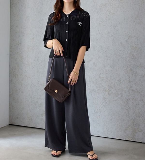 Viola e Viola（ヴィオラ エ ヴィオラ）の「【アンブロ】透かし編みポロカーディガン（ニットカーディガン）」｜詳細画像