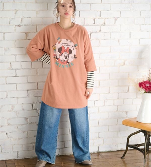 BELLUNA（ベルーナ）の「＜Ｄｉｓｎｅｙ＞【ミニー】ビッグ7分袖プリントTシャツ（Tシャツ）」｜詳細画像
