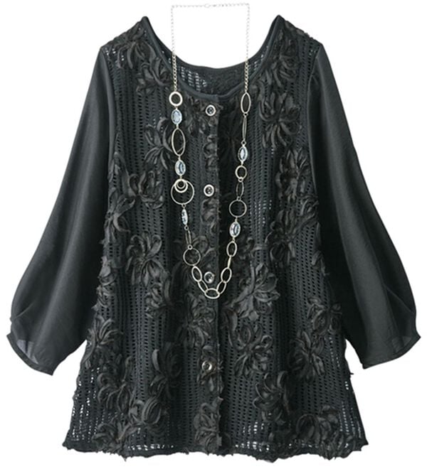 ルフラン（ルフラン）の「フラワーメッシュのブラウスジャケット（シャツ）」｜詳細画像