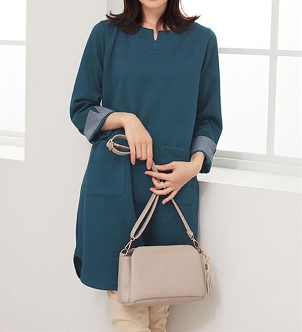 BELLUNA（ベルーナ）の「ポケット付ボーダージャカードワンピース（その他ワンピース）」｜詳細画像