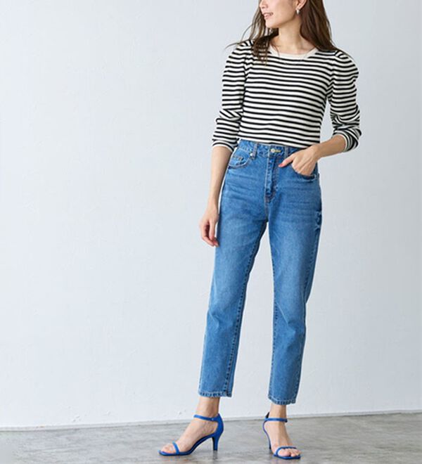 Pierrot（ピエロ）の「【選べるネック】パワーショルダーリブニット（ニット・セーター）」｜詳細画像