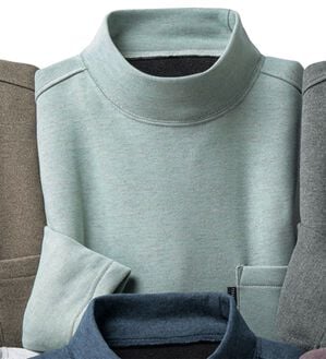 「カシミヤタッチハイネックＴシャツ（メンズＴシャツ）」｜モスグリーン