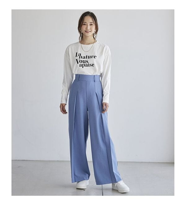 BELLUNA（ベルーナ）の「よれにくい！大人のロゴロングＴシャツ（カットソー）」｜詳細画像