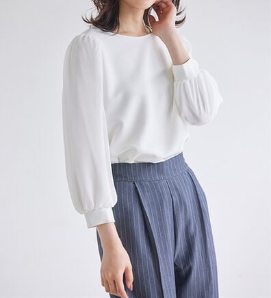 RANAN（ラナン）の「リップル素材ボリューム袖プルオーバー（カットソー）」