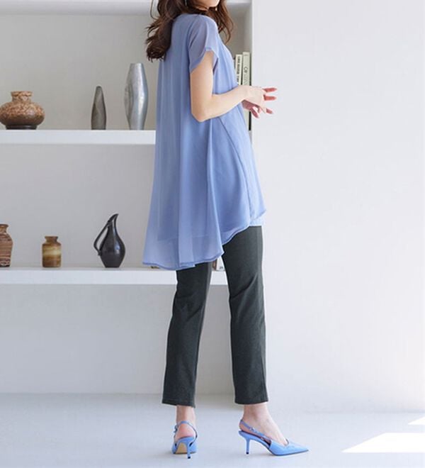 RANAN（ラナン）の「ひんやり！デニム調スリットパンツ（フルレングスパンツ）」｜詳細画像