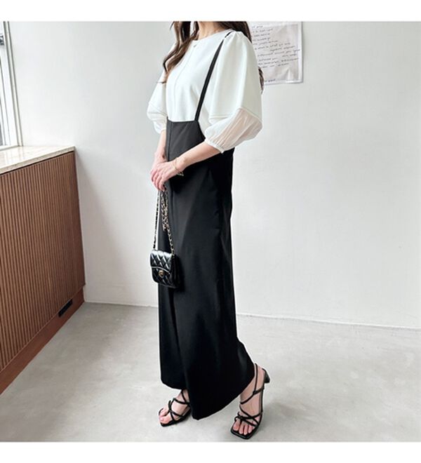 GeeRA（ジーラ）の「袖シアー切替ランタンスリーブトップス（カットソー）」｜詳細画像