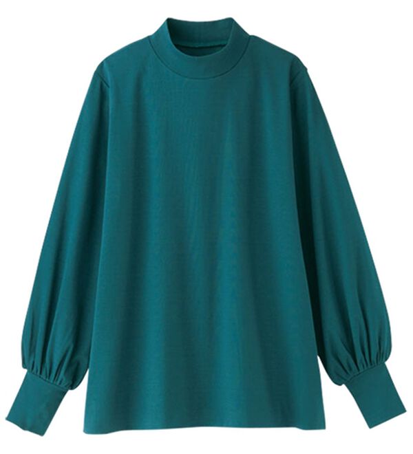 BELLUNA（ベルーナ）の「艶やかコットン１００％プルオーバー（カットソー）」｜ターコイズ