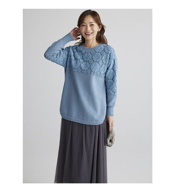 BELLUNA（ベルーナ）の「ふんわりフラワーレースニット（ニット・セーター）」｜詳細画像