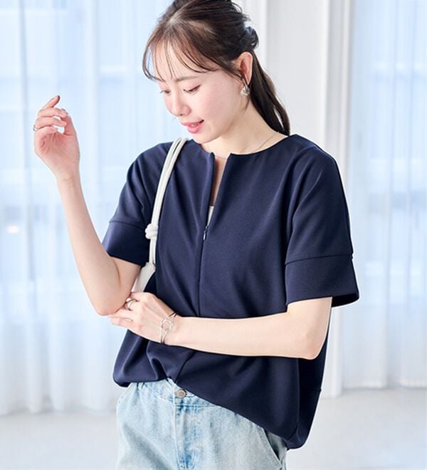 RANAN（ラナン）の「【4つの機能付】ひんやりハーフジップコクーンチュニック（チュニック）」｜詳細画像