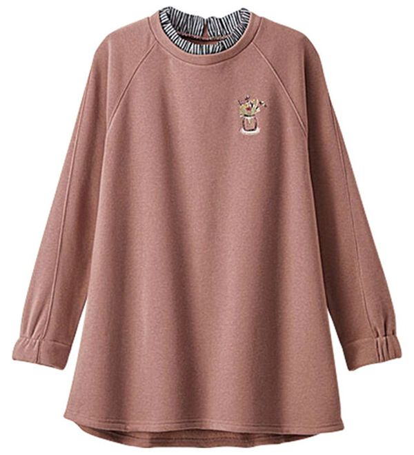 BELLUNA（ベルーナ）の「衿フリルデザイン裏起毛プルオーバー（カットソー）」｜ピンク