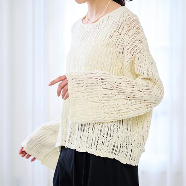 RANAN（ラナン）の「透かし柄短丈ニット（ニット・セーター）」｜詳細画像