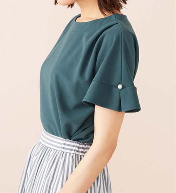 BELLUNA（ベルーナ）の「ジョーゼット素材袖パールブラウス（ブラウス）」｜詳細画像