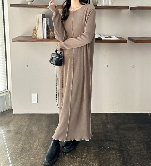 GeeRA（ジーラ）の「全骨格対応！配色プリーツワンピース（カットソーワンピース）」｜詳細画像