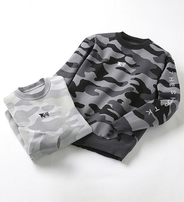 「＜ザ　ショップ　ティーケー＞軽量ストレッチカモフラ柄セーター（メンズニット・セーター）」｜詳細画像