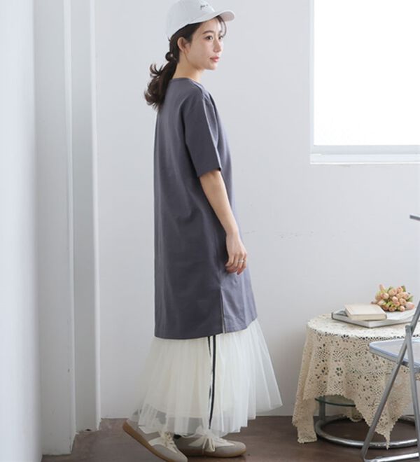 A HAPPY MARILYN（アハッピーマリリン）の「【Ｍ～８Ｌ】【接触冷感・吸水速乾】体型カバー五分袖チュニック（チュニック）」｜詳細画像