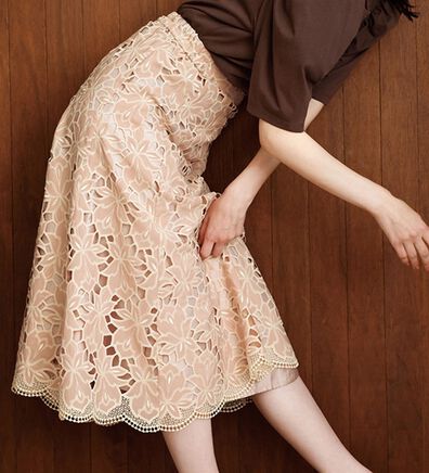 RANAN（ラナン）の「パネルレースフレアースカート（ひざ丈スカート）」