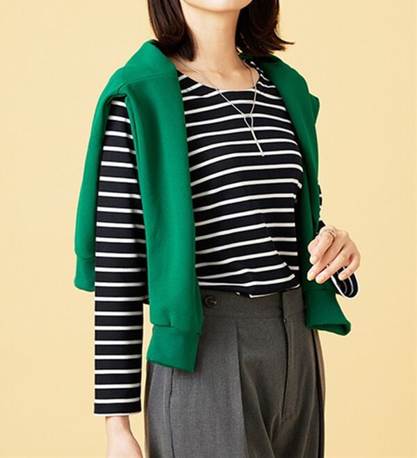 BELLUNA（ベルーナ）の「柔らかポンチ素材ボーダープルオーバー（カットソー）」｜詳細画像