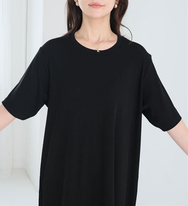 A HAPPY MARILYN（アハッピーマリリン）の「【Ｌ～８Ｌ】【選べる袖丈】さらとろリブワンピース（ロングワンピース）」｜詳細画像