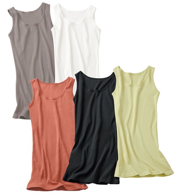 LAVIENNE（ラヴィエンヌ）の「【５色組】下着に見えない！綿１００％アースカラータンク（肌着・インナーウェア）」｜5色組