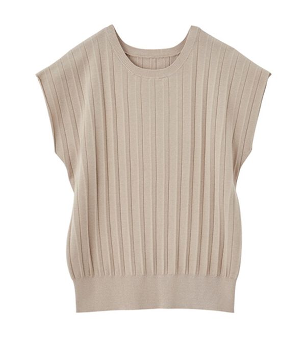 GeeRA（ジーラ）の「プリーツ編フレンチスリーブリブトップス（ニット・セーター）」｜詳細画像