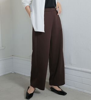 A HAPPY MARILYN（アハッピーマリリン）の「【Ｌ～６Ｌ】丈が選べる 脚痩せ ポンチ カーブパンツ ストレッチ ワイドパンツ（ワイドパンツ・ガウチョ）」｜モカブラウン