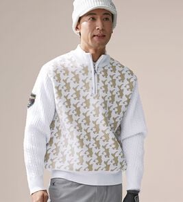 「＜ロッキーラビット＞シャドー柄ハーフジップセーター（メンズニット・セーター）」