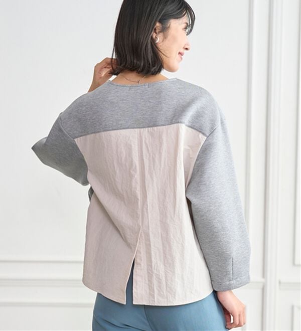 BELLUNA（ベルーナ）の「バックスリットデザイン異素材プルオーバー（カットソー）」｜詳細画像