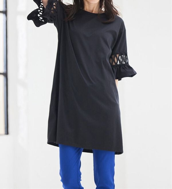 RANAN（ラナン）の「袖レース切替チュニックワンピース（チュニックワンピース）」｜詳細画像