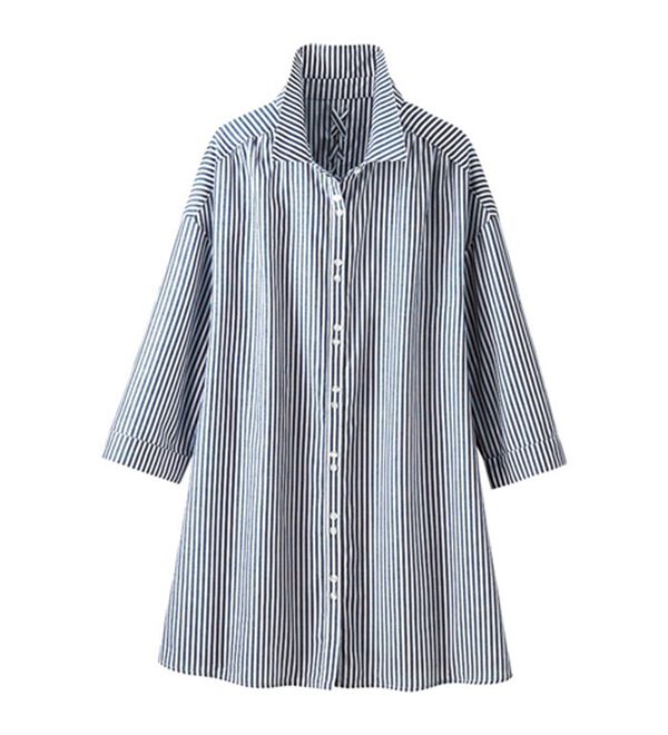 BELLUNA（ベルーナ）の「編み上げリボンデザインシャツチュニック（チュニック）」｜詳細画像