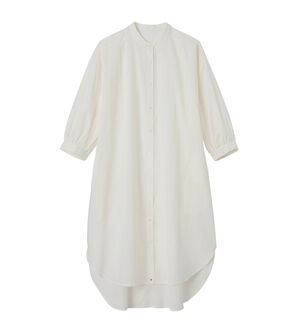 RANAN（ラナン）の「綿１００％　ロング丈シャツブラウス（チュニック）」｜オフホワイト
