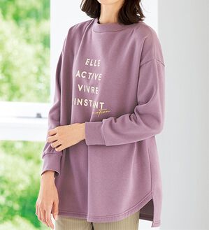 BELLUNA（ベルーナ）の「＜ＥＬＬＥ　Ａｃｔｉｖｅ＞裏起毛ロゴデザインプルオーバー（チュニック）」｜詳細画像