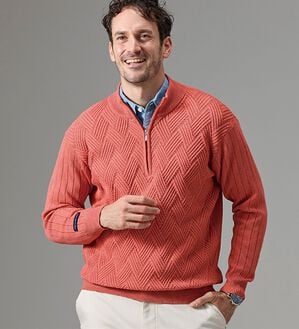 「＜コムルヴァン・オム＞トレーナー感覚で着られるハーフジップセーター（メンズニット・セーター）」｜詳細画像