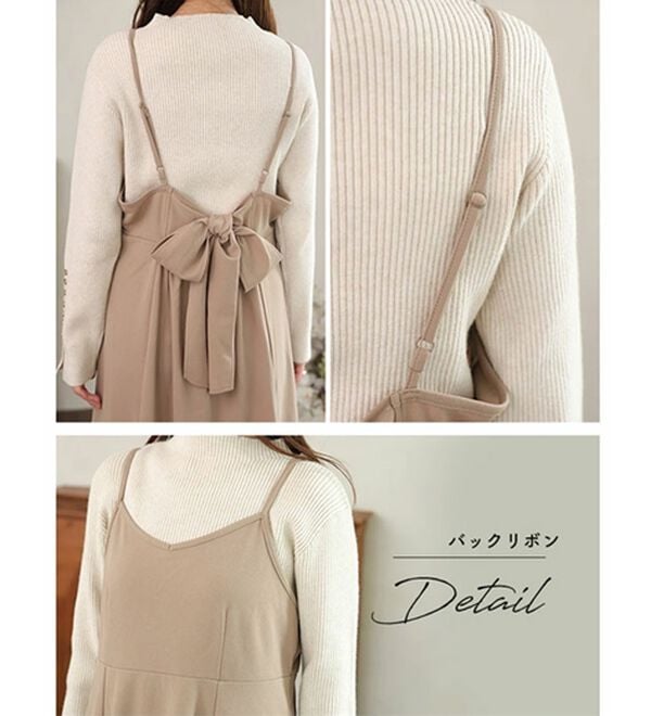 A HAPPY MARILYN（アハッピーマリリン）の「【Ｌ～６Ｌ】スポッと着られる！バックリボンｏｒ肩フリルから選べるバックデザインワンピ－ス（ジャンパースカート）」｜詳細画像