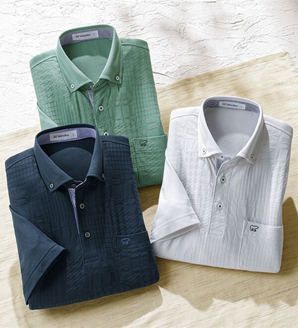 「＜ゴールデンベア＞ジャカードポロシャツ（メンズポロシャツ）」｜詳細画像