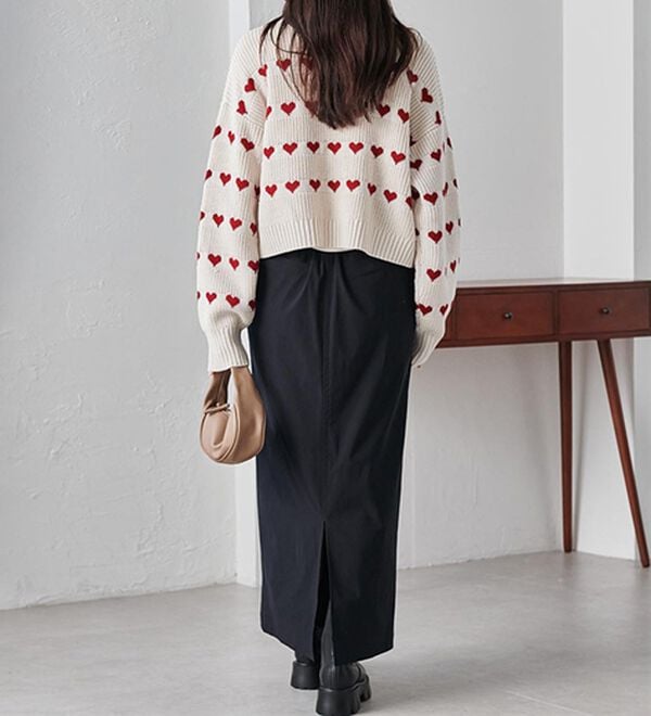 RANAN（ラナン）の「ハートライン柄ニットプルオーバー（ニット・セーター）」｜詳細画像