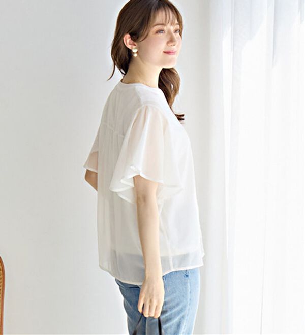 alotta（アロッタ）の「【接触冷感】インナー付ピンタックデザインブラウス【イエベ・ブルべ】（ブラウス）」｜詳細画像