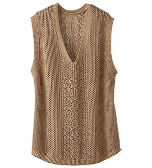 BELLUNA（ベルーナ）の「透かし編みが涼し気なニットベスト（ベスト）」｜モカベージュ