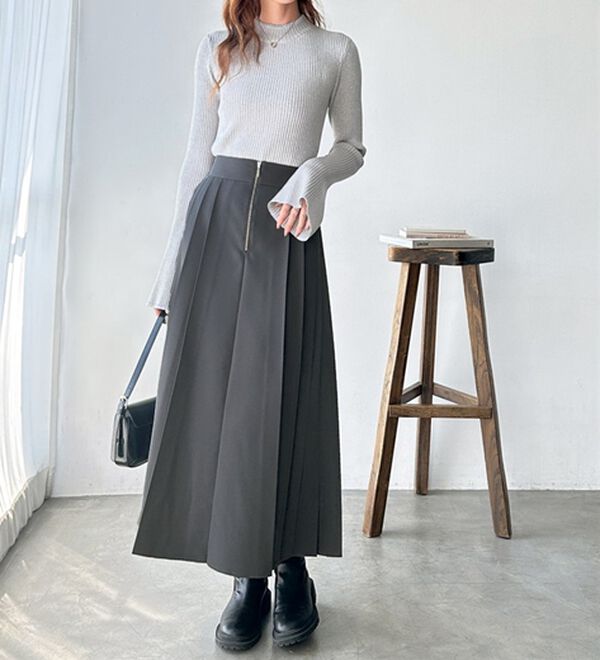 GeeRA（ジーラ）の「フロントファスナープリーツスカート（ロングスカート）」｜詳細画像