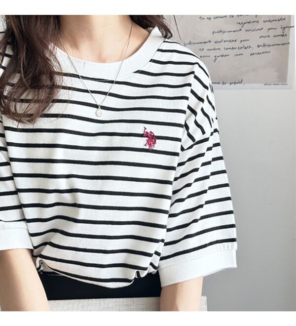 GeeRA（ジーラ）の「【ＵＳ．ＰＯＬＯ．ＡＳＳＮ】ライン配色Ｔシャツ（Tシャツ）」｜詳細画像